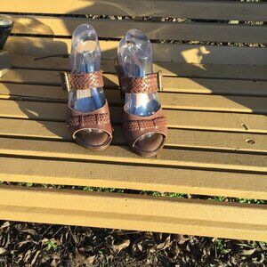 Strictly Comfort Brown Sandal Wedge Size 8